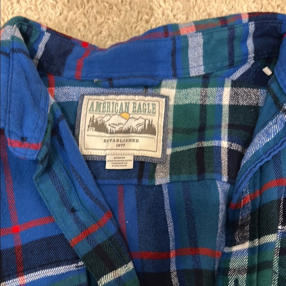 Blue Plaid men's Shirt - Picture 2 of 3
